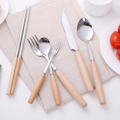 Six-piece Home Cutlery Set, including Wooden Handle Western