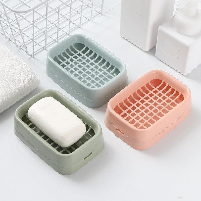 Cute and Creative No-Drill Soap Box with Drainage Grid, Doub