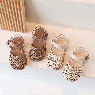 Toe Girl& Sandals Leathe out Little Hollow ver x27;s Soft