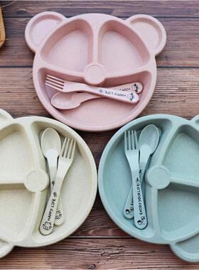 Wheat Sectioned Bear Children's Dinnerware Set, Creative Hom