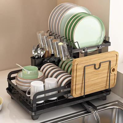 Kitchen Storage Rack, Dish Drying Rack, Foldable Bowl and Pl