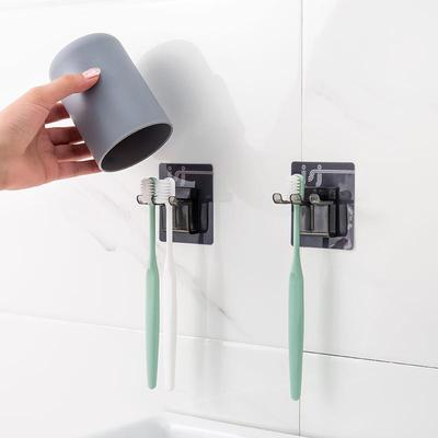 Wall-mounted toothbrush holder and bathroom shelf, no drilli
