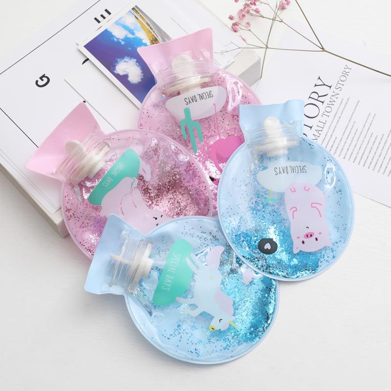 Cartoon Mini Flowing Sand Water-Filled Hand Warmer with Thic