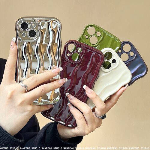电镀银水波纹iPhone17Pro手机壳