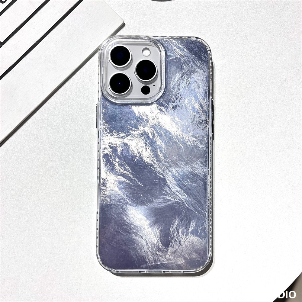 轻奢银色冰川苹果16promax手机壳14适用iphone15防摔11高级12极简