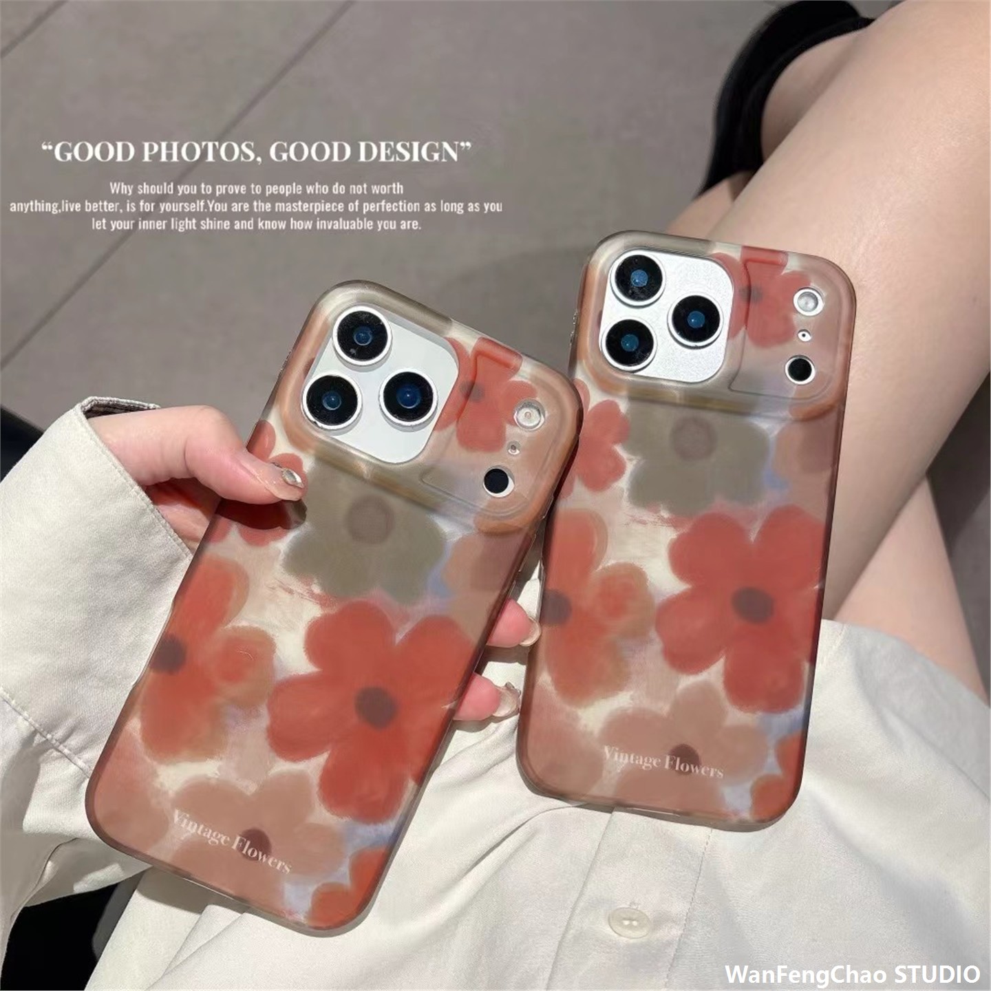 文艺水彩花适用苹果17pro