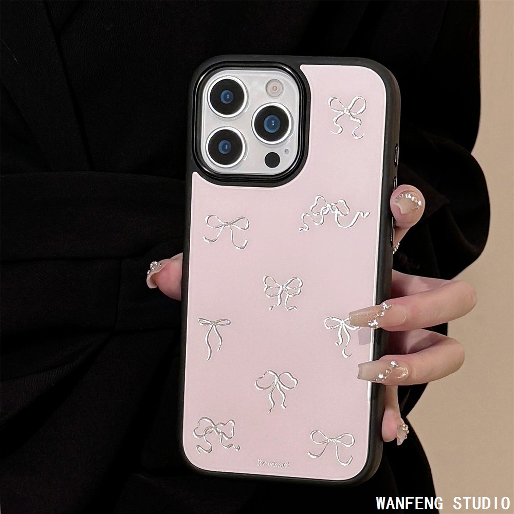 鎏金适用iphone16promax苹果15手机壳13玻璃14轻奢12粉蝴蝶结男女