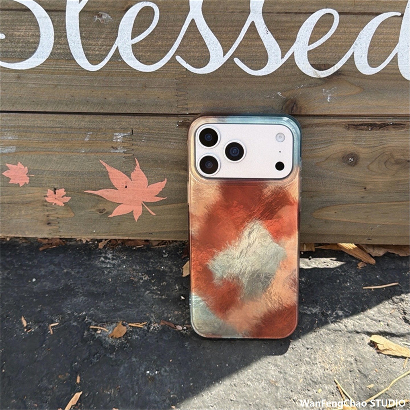 简约蓝棕晕染色块适用17pr