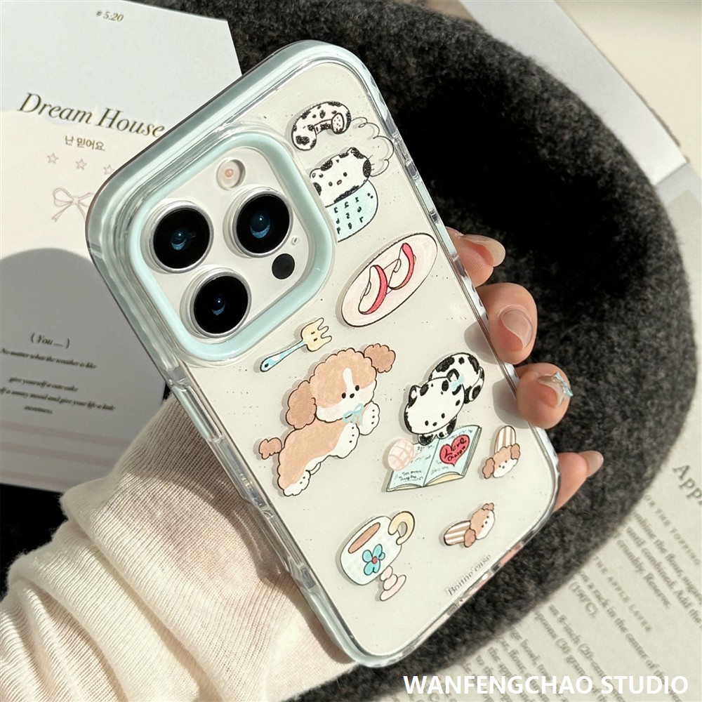 ins风涂鸦动物苹果16手机壳iPhone15pro max适用14奶蓝卡通13软11