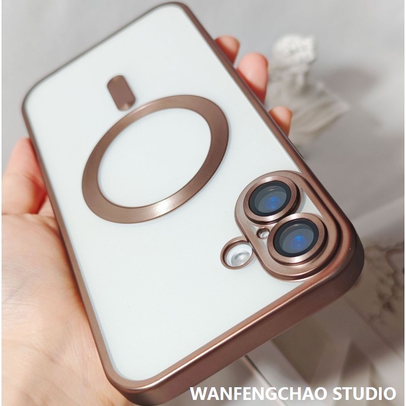 适用iPhone16电镀哑光透明磁吸手机壳苹果15全包镜头膜TPU保护套