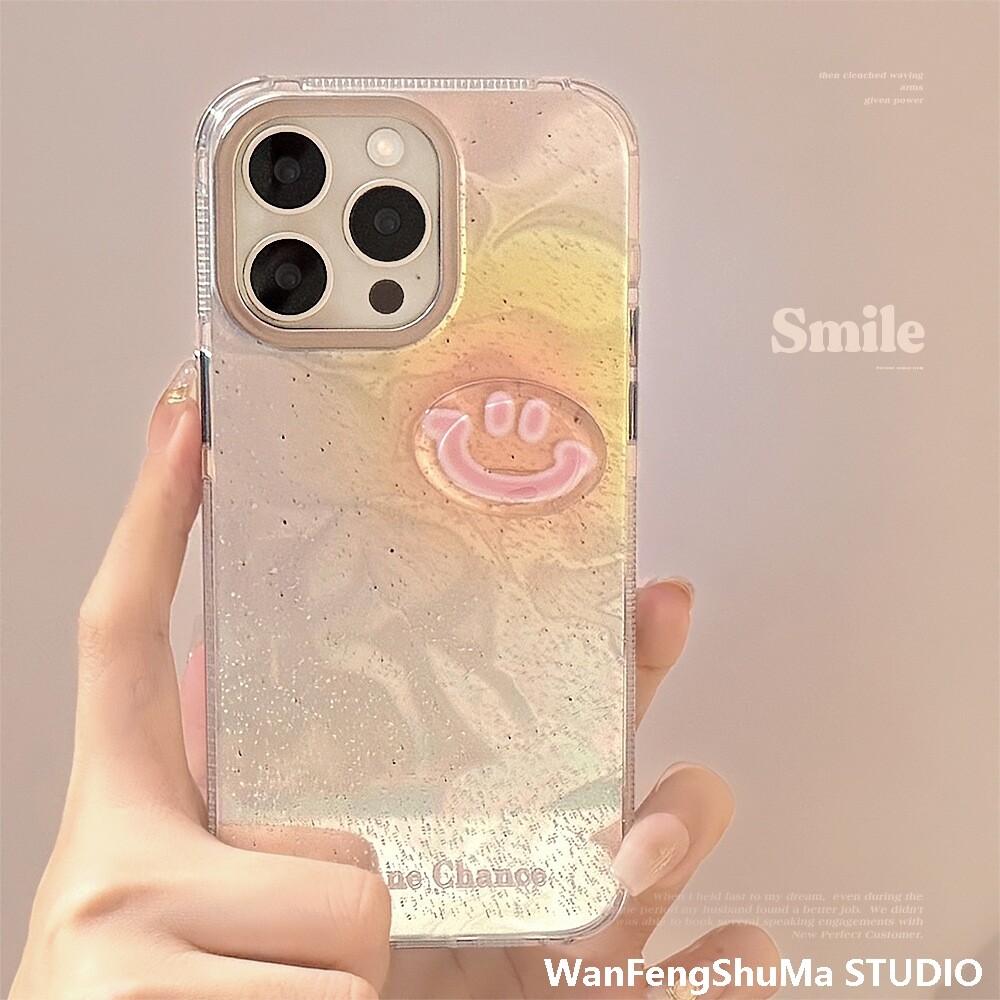 IPHONE15에 어울리는 그라데이션 블루밍 애플 휴대폰 케이스 14 물잔물결 13 프로맥스 입체 스마일 12 안티폴