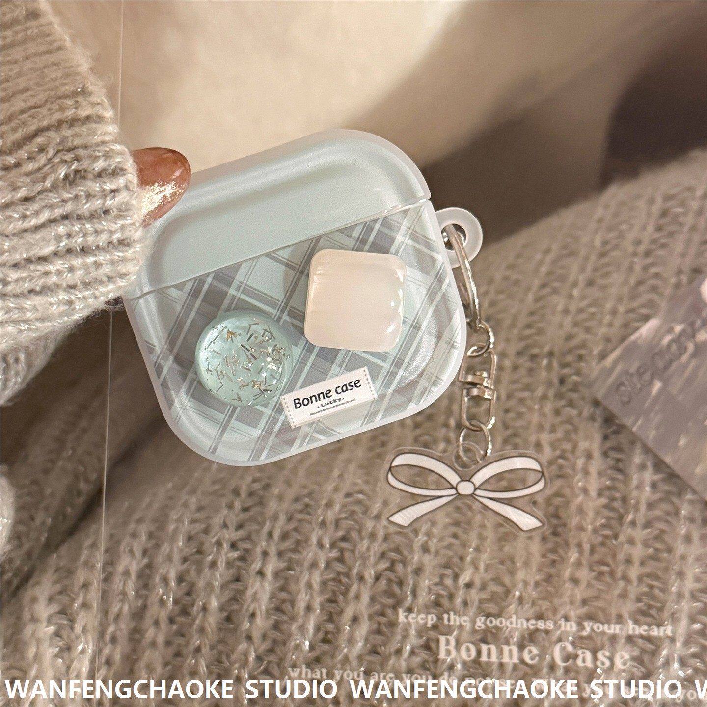 立体冰透宝石适用苹果Airpods4手机包保护套蓝牙耳机套3代菱格链