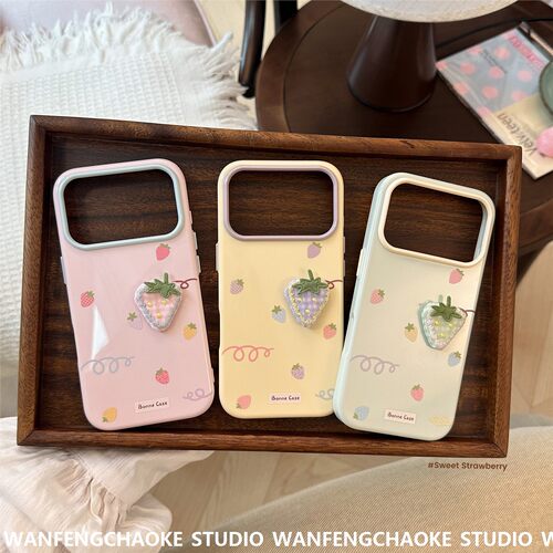 清新草莓布艺苹果17iphone