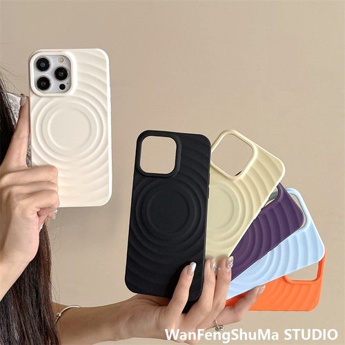 波漾纹iPhone17纯色磁吸手机包