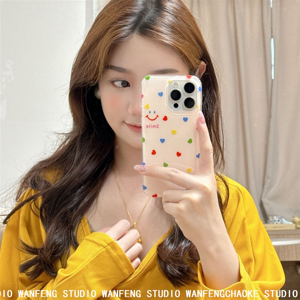 多巴胺彩色波点爱心适用苹果16ProMax手机壳iPhone15Pro简约14p女