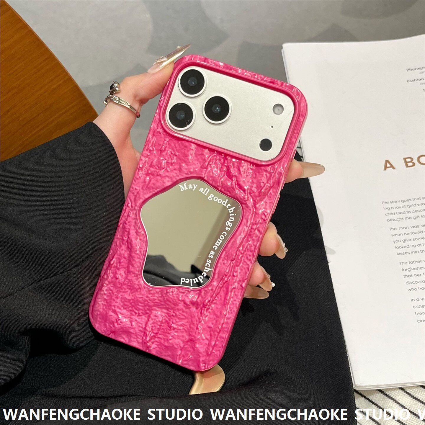 ins纯色褶皱镜面适用iPhone17pro max苹果16手机包糖果色15/14、1