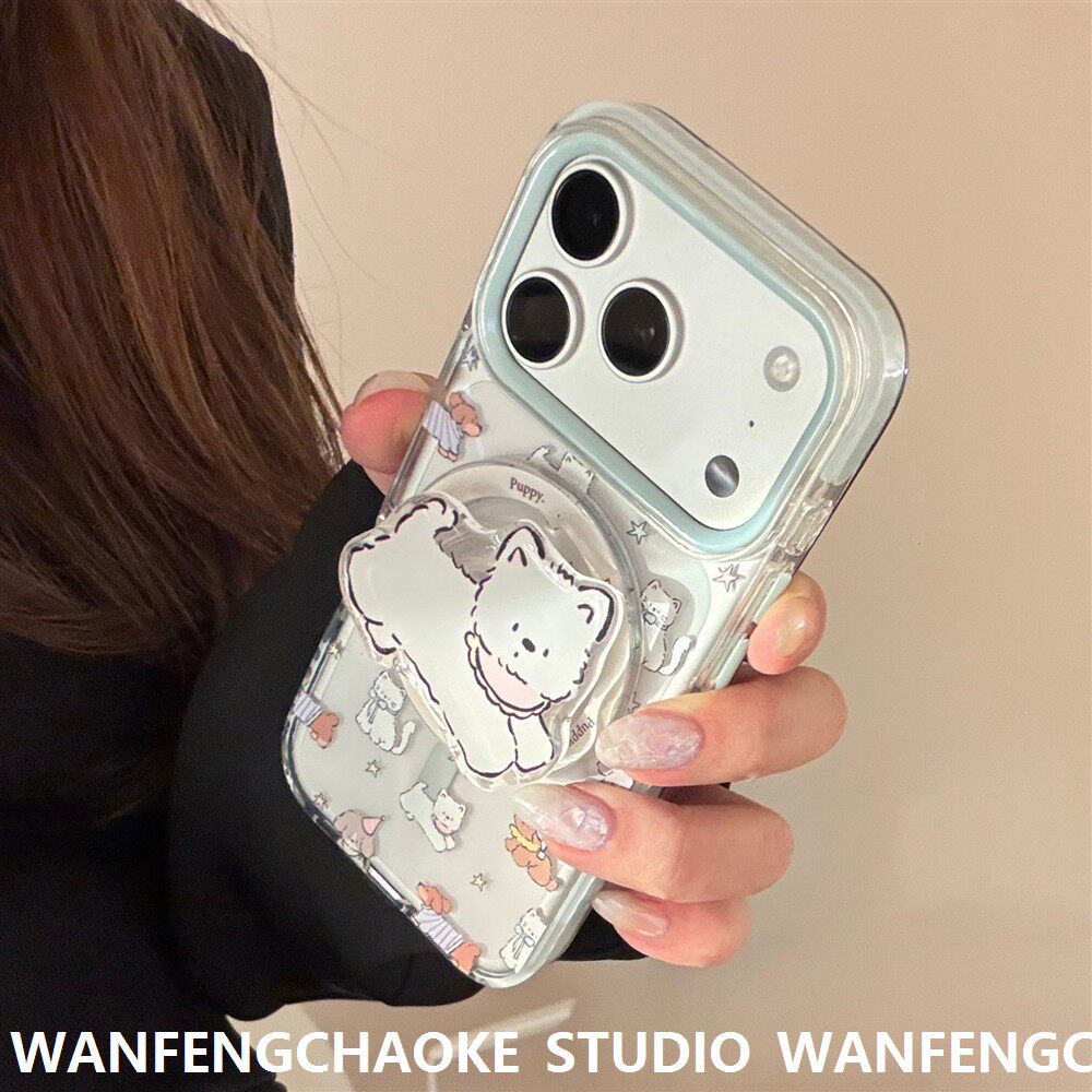 磁吸支架17promax适用iPhone17手机包14透明15趣味小涂鸦狗16卡通