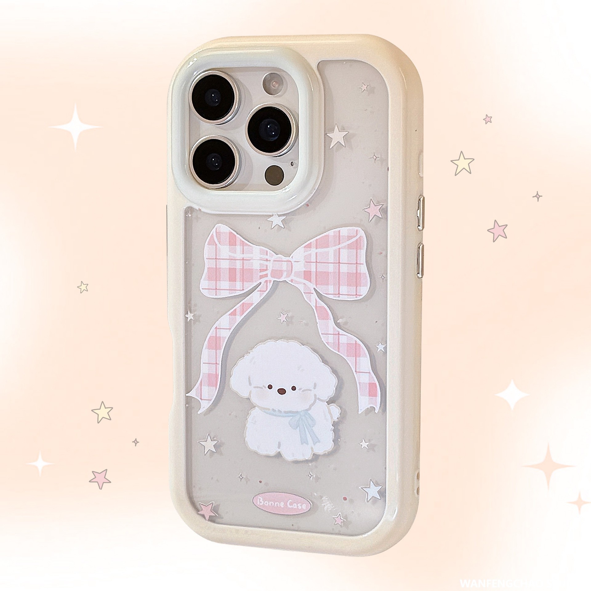 少女卡通适用iPhone16苹果15手机壳14ProMax蝴蝶结小狗12防摔13硬