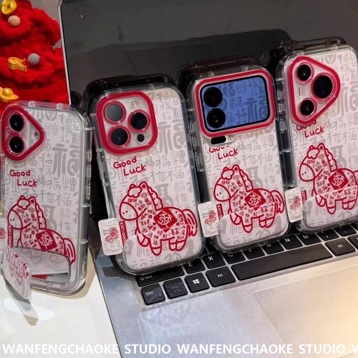 新年百福发财小马年适用苹果17Pro手机包iPhone16max13小米15华为