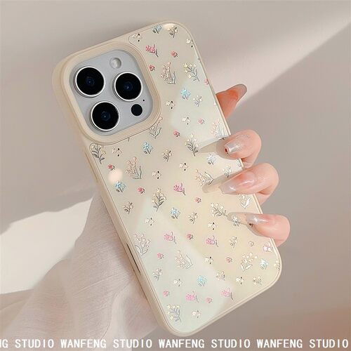 鎏金ins彩碎花适用17Pro max苹果16玻璃13硬12/11手机包