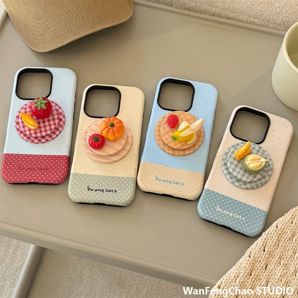 立体水果拼盘适用苹果17promax手机包保护套16磁吸支架15硬磨砂14