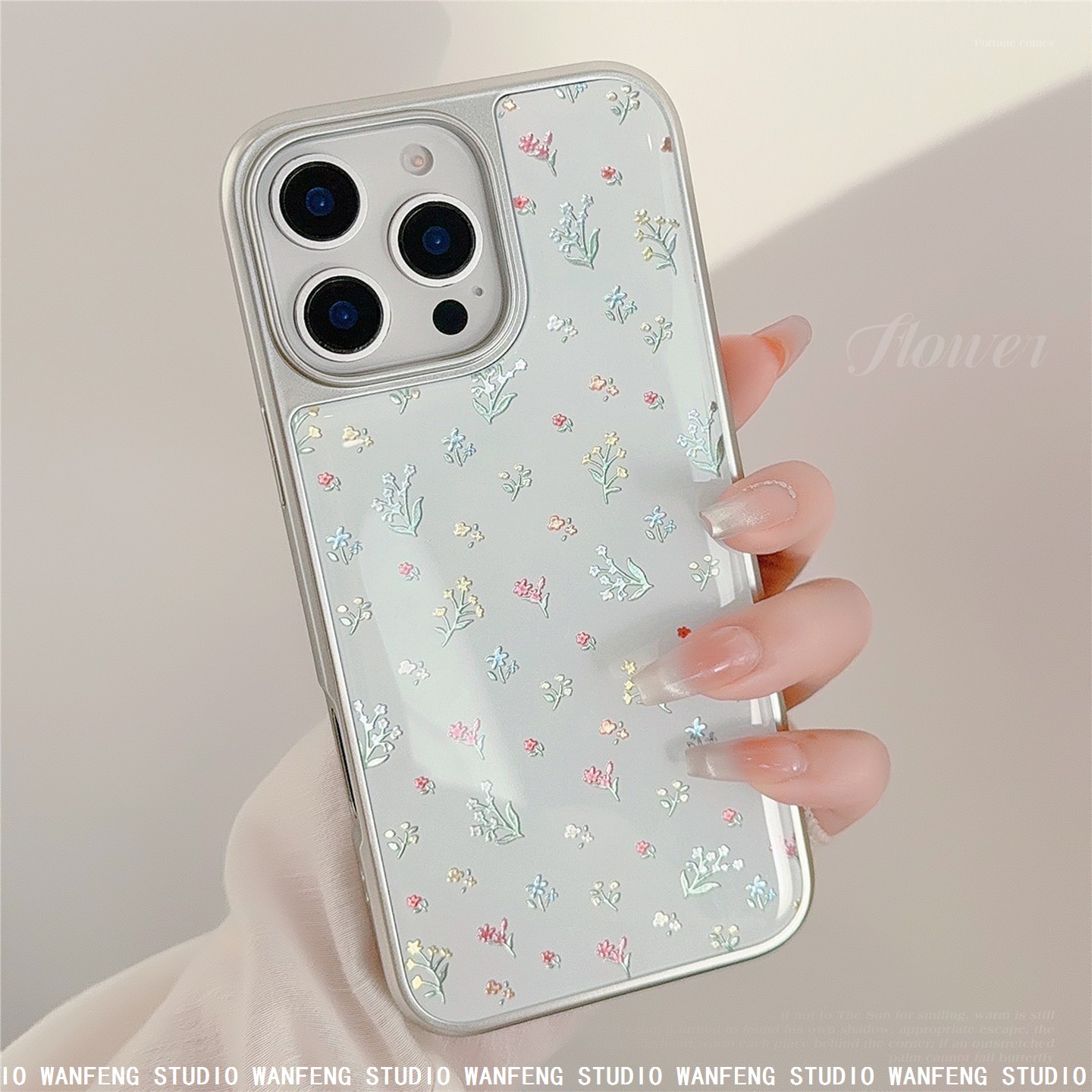 鎏金苹果16pro max手机壳iphone15彩色小花14/13适用华为mate滴胶