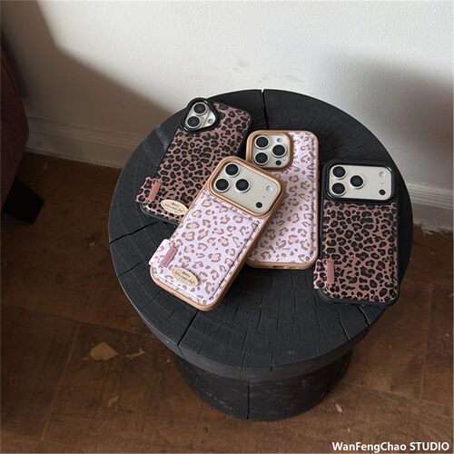 贴皮粉棕豹纹标适用17prom