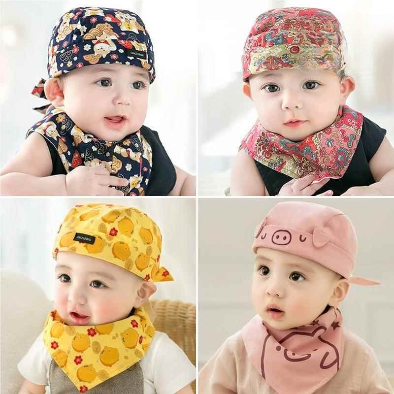 婴儿帽子薄款地主帽新生儿1-2-3岁男女宝宝春秋冬海盗帽拍照头巾