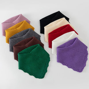 秋冬新款针织脖套假领子女款保暖护颈三角羽绒服领子防脏围巾围脖