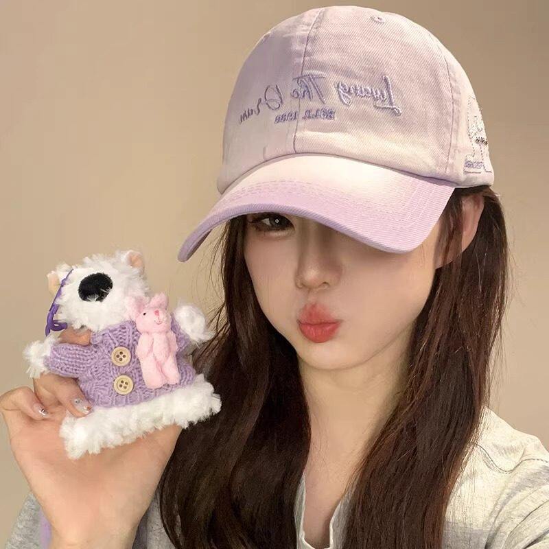 美式渐变紫色棒球帽女款2025新款大帽檐加大加深鸭舌帽显脸小帽子