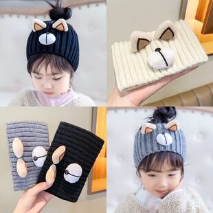 女童空顶帽子秋冬天儿童针织毛线发带百搭可爱男宝宝加厚保暖防风