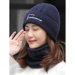 帽女帽2025新时尚冬季针织秋冬丝绒加厚羊毛护耳帽颈部围巾骑行