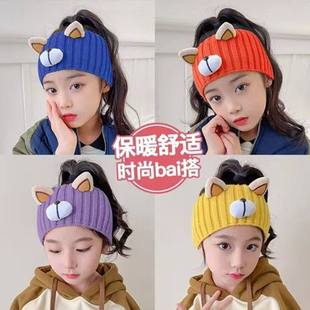 儿童针织发带空顶帽子女童秋冬护额头套外出防风保暖头巾2025新款