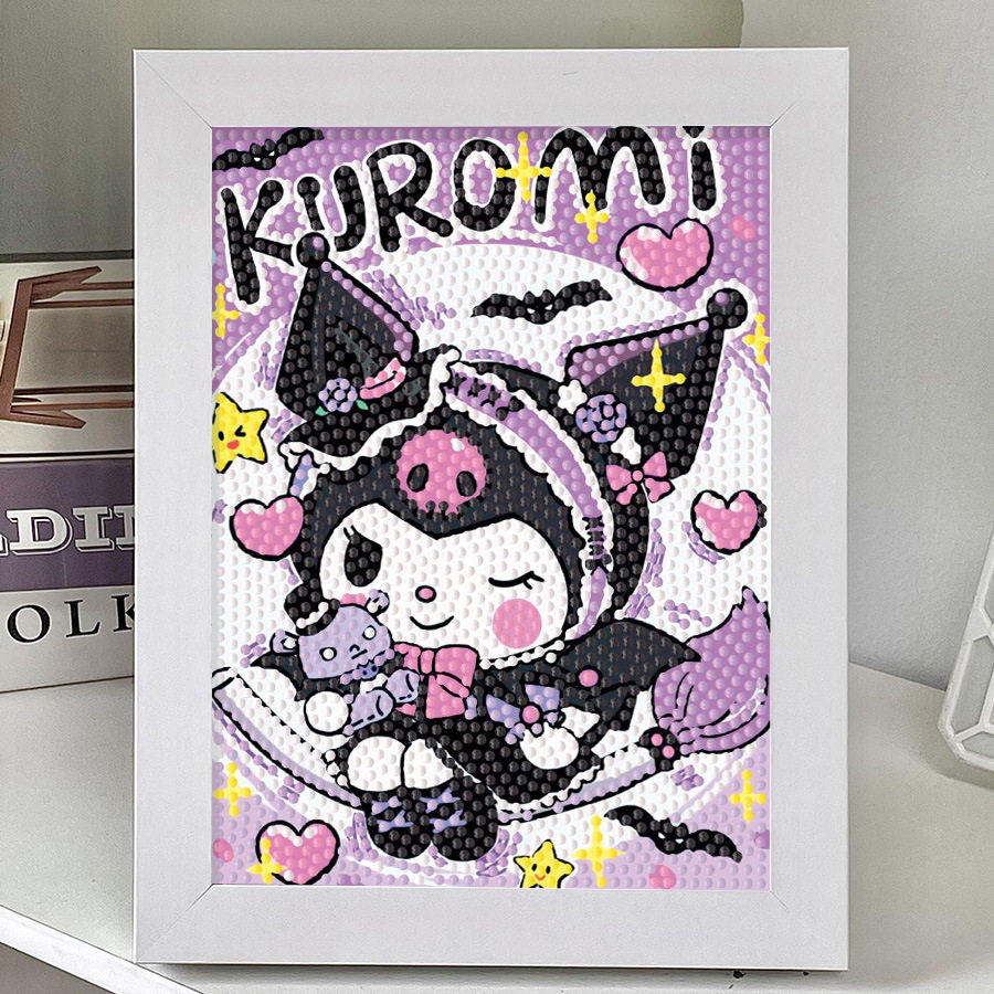 新款库洛米钻石画木框儿童卡通钻石贴手工DIY玉桂狗女孩砖石贴画