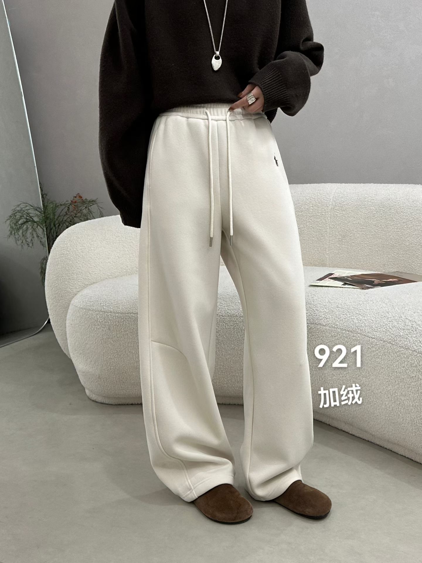 SSGG2025冬季新款韩版显瘦直筒休闲裤女宽松百搭直筒加绒阔腿裤女