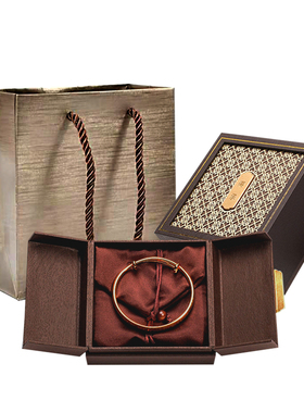 传承古法金手镯盒高档珠宝首饰包装盒翡翠玉手镯手串吊坠盒礼品盒