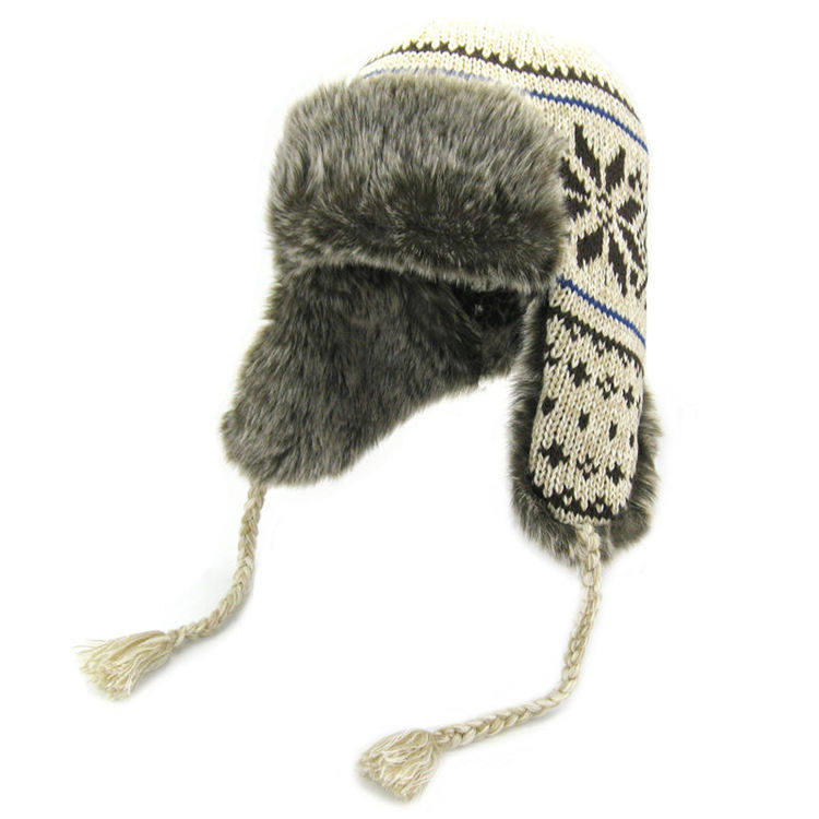 女士帽子秋冬季雪花针织雷锋帽休闲毛线帽加绒舒适温暖护耳机车帽