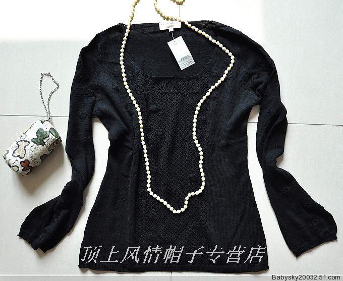 新春秋季打底针织衫女装休闲内搭棉线镂空钩花毛衣白菜价女士上衣