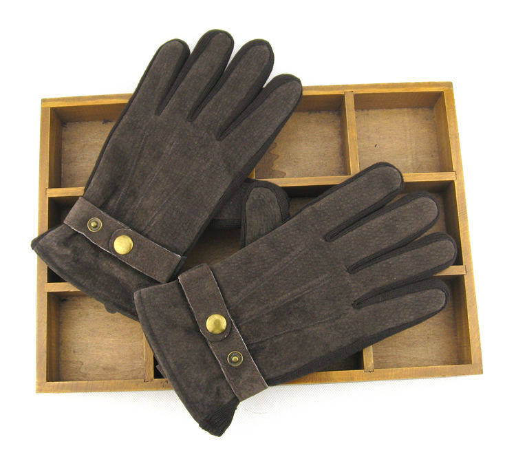 男女士手套新款秋冬季猪皮毛线拼接保暖舒适潮款时尚加绒针织手套