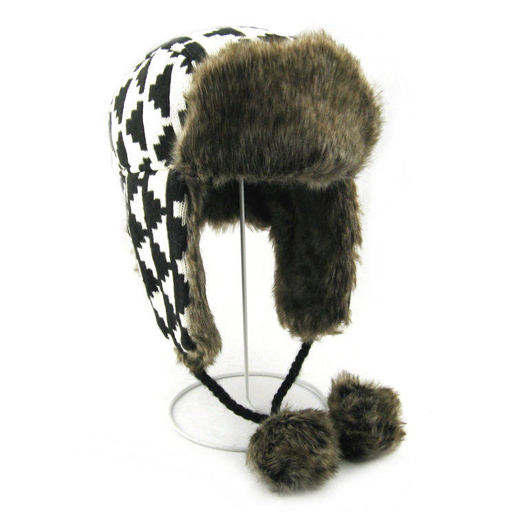 帽天帽地女士帽子冬季温暖毛线帽雷锋帽骑车护耳帽厚针织帽飞行帽