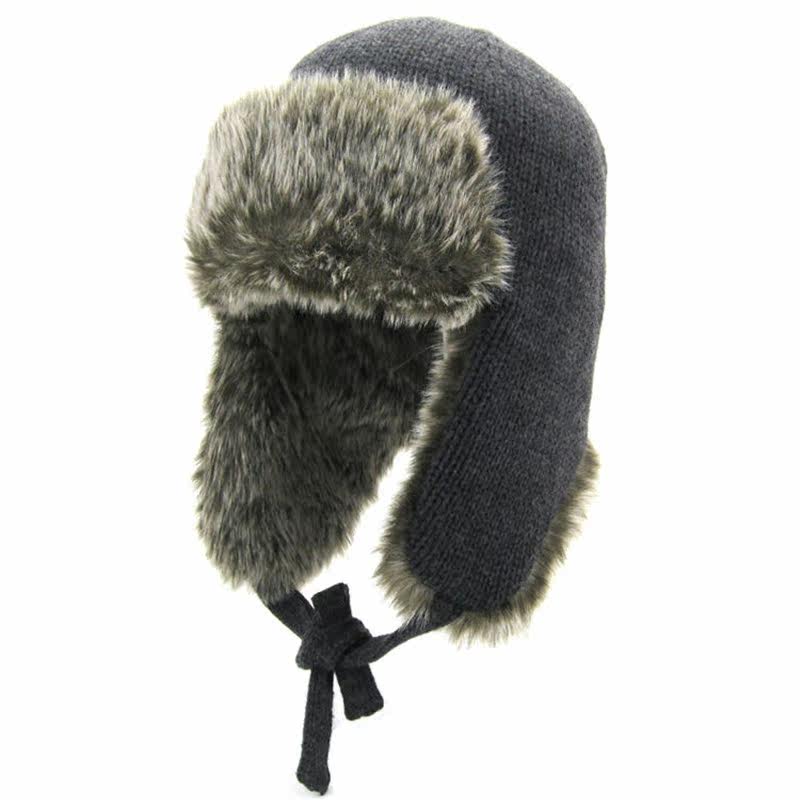 帽天帽地男女士帽子秋冬季针织机车帽亲子加绒护耳温暖舒适雷锋帽