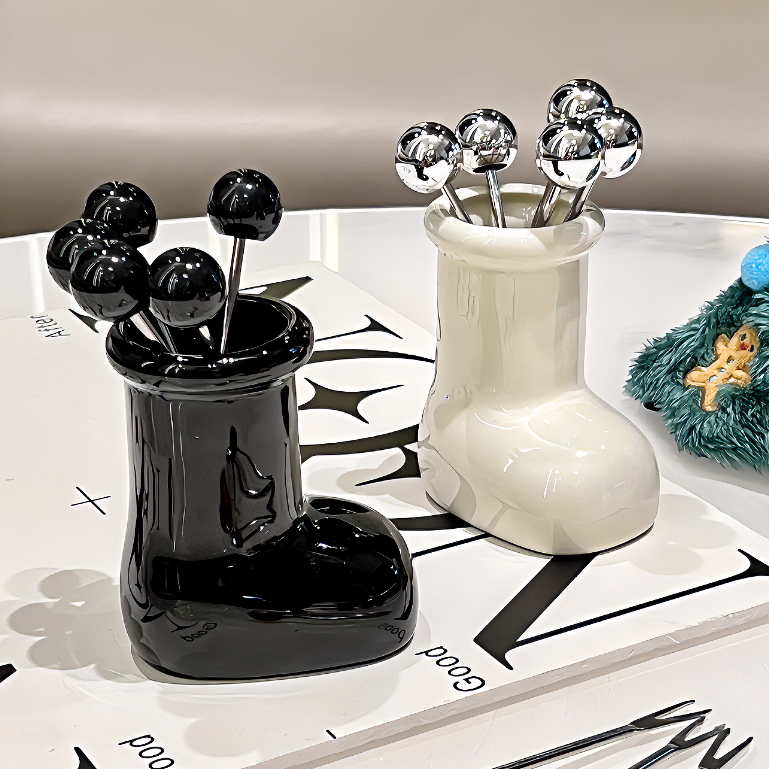 BSD高颜值不锈钢水果叉收纳罐