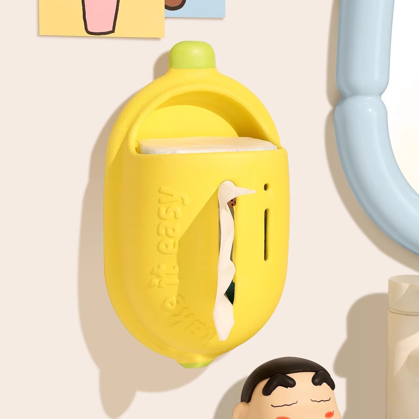 可爱吸盘纸巾盒壁挂式免打孔抽纸盒家用卫生间多功能洗脸巾收纳盒,收纳整理,纸巾盒,淘宝优惠券,粉丝福利购,淘宝优惠卷