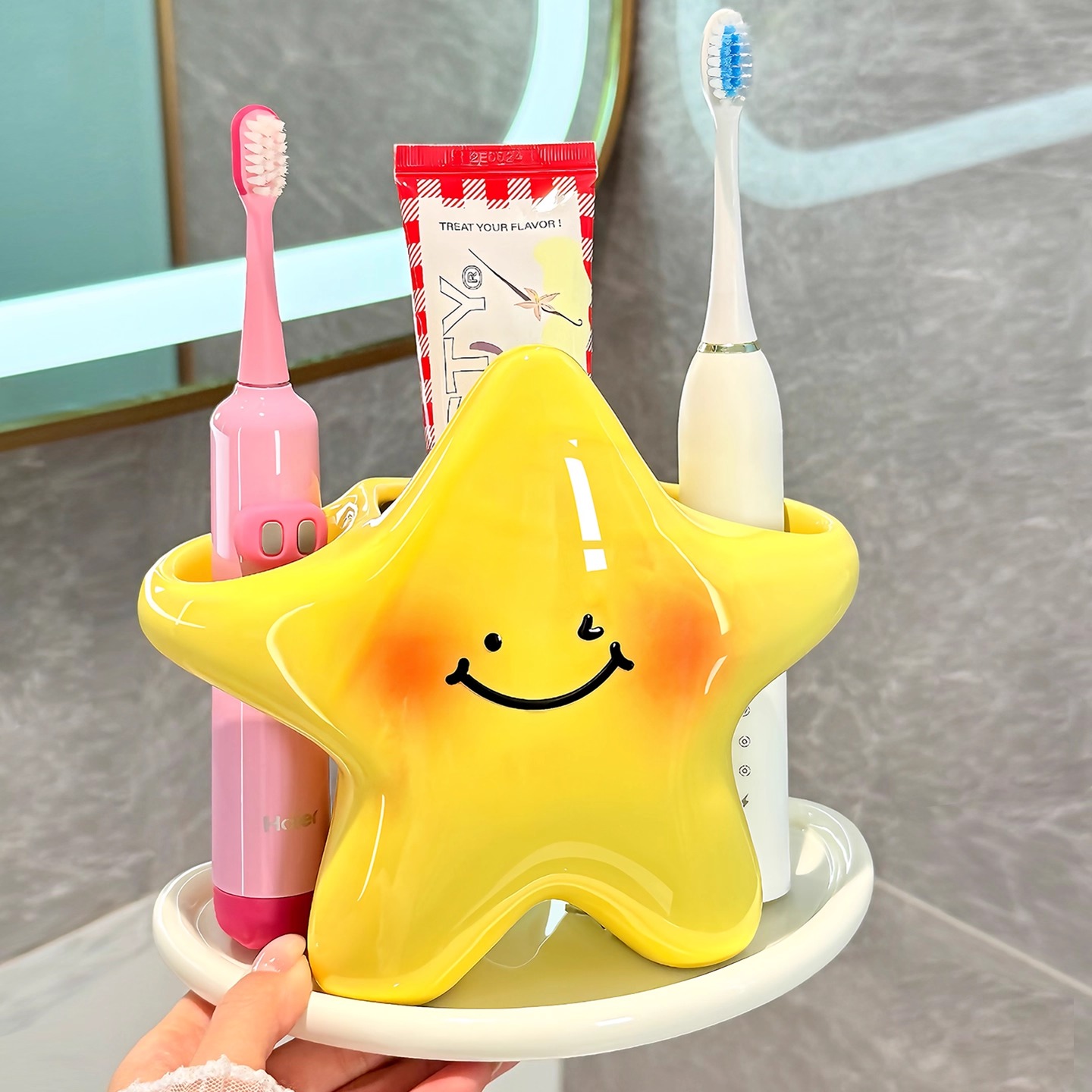 BSD卫生间台面电动牙刷架陶瓷