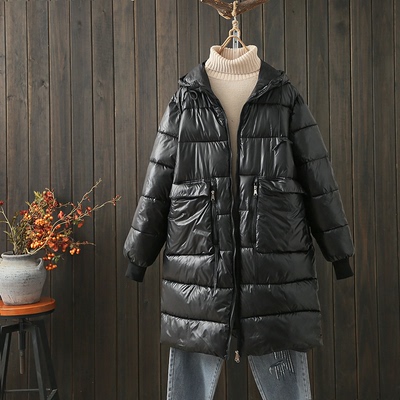 大码中长款宽松大口袋羽绒棉棉衣