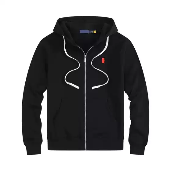 Autumn and Winter Men's Cardigan Casual Jacket Hooded Fleece-Lined Zipper Pure Cotton Sweatshirt Sports Jacket Men's Top Baseball Jacket