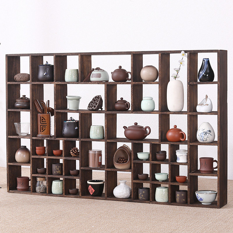 烧桐木壁挂式实木中式博古架多宝阁茶架茶具柜现代简约客厅置物架,住宅家具,多宝格/博古架,淘宝优惠券,粉丝福利购,淘宝优惠卷