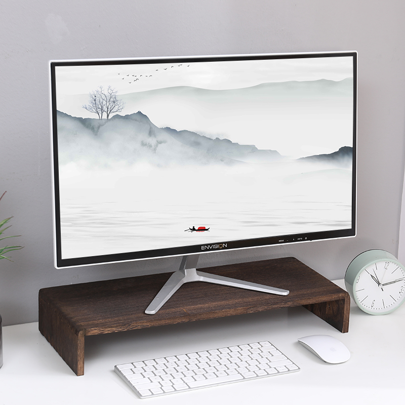 实木办公电脑显示器增高架收纳架