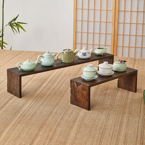烧桐木茶杯架实木中式桌面置物架