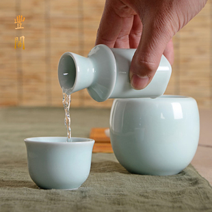 烫酒壶黄烈酒白酒杯套装 丰阁二两温酒器壶陶瓷酒具家用温酒器老式